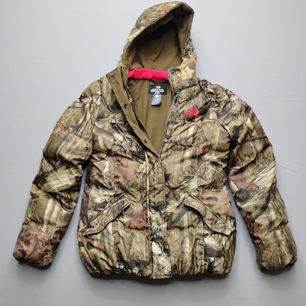 Mossy Oak Breakup Infinity Camo Puffer Jacket Mens Medium Hooded Hunting Coat